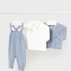 Completo salopette 3 pezzi in maglia neonato – NEW BORN MAYORAL