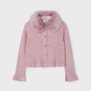 Cardigan in maglia colletto pellicciotto bambina – MAYORAL