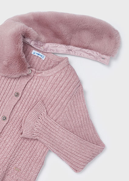 Cardigan in maglia colletto pellicciotto bambina – MAYORAL - immagine 5