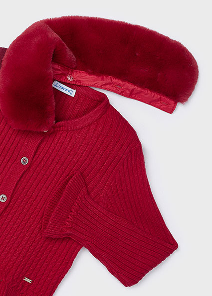 Cardigan in maglia colletto pellicciotto bambina – MAYORAL - immagine 3