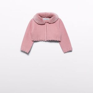 Cardigan in maglia colletto pellicciotto neonata – ABEL & LULA