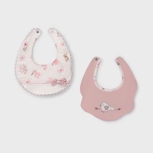Set 2 bavaglini ricamati impermeabili neonata 0 M- NEW BORN MAYORAL