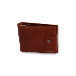 Portacarte con bottone in cuoio “Dante”