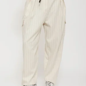 Pantalone cargo gessato con cinturino