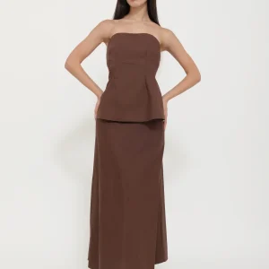 Abito Lungo Marrone con Corsetto Bustier “Tensione”