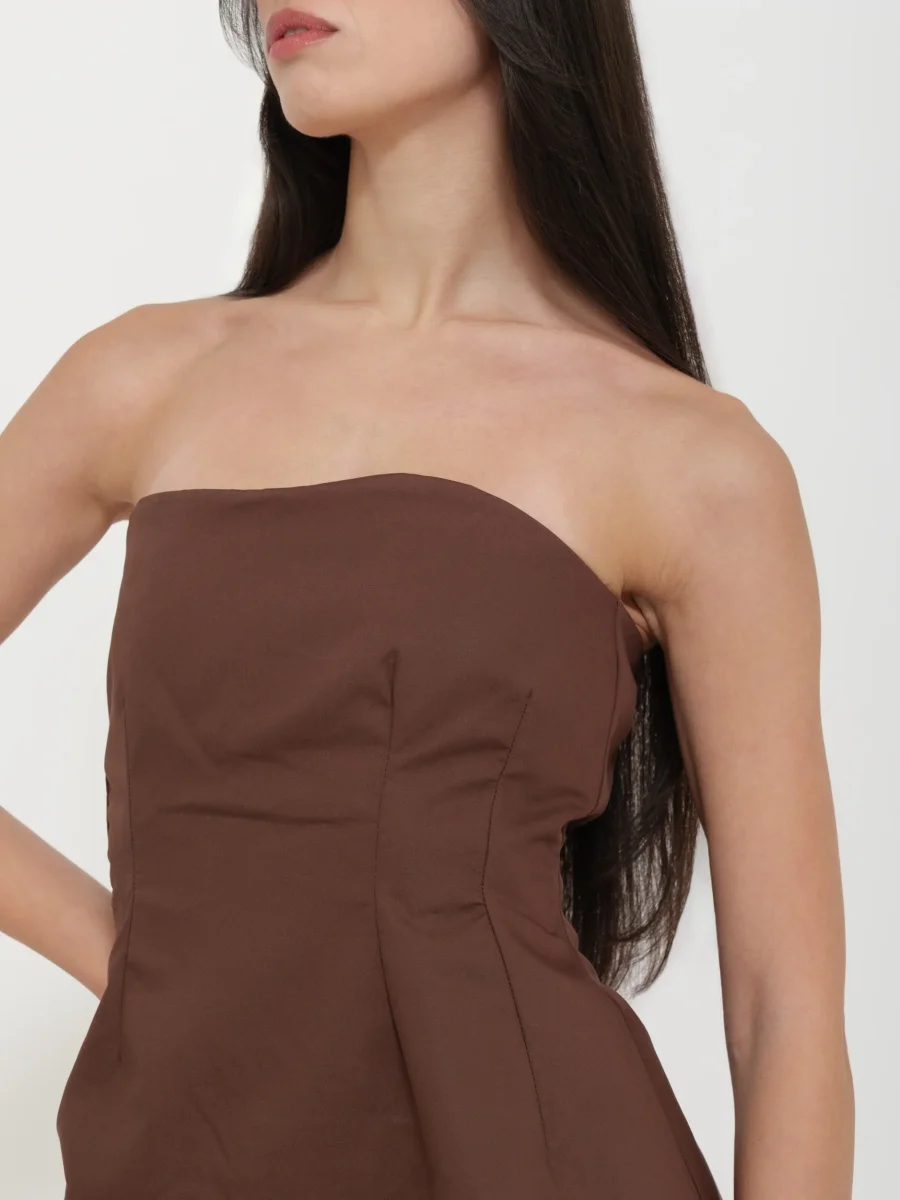Abito Lungo Marrone con Corsetto Bustier “Tensione” - immagine 5