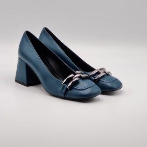 Nacrèe SCARPA DONNA FORMA SQUADRATA TACCO 50 TORTORA /PETROLIO