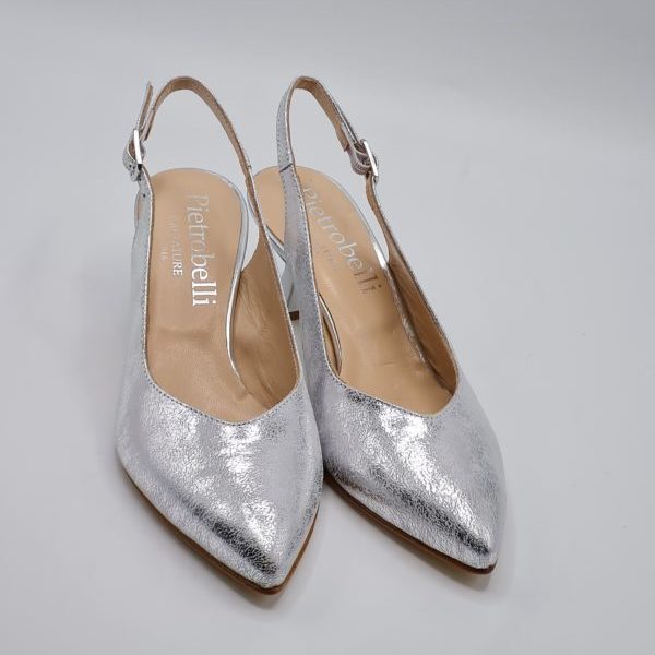 DECOLLETTE’ SLINGBACK PELLE ARGENTO - immagine 5