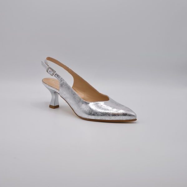 DECOLLETTE’ SLINGBACK PELLE ARGENTO - immagine 4