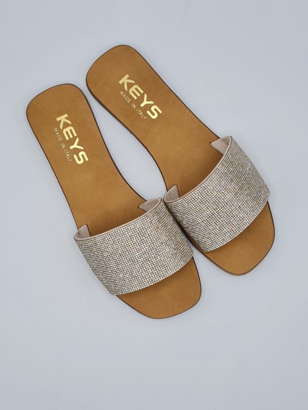 KEYS CIABATTINA BASSA GLITTER PLATINO