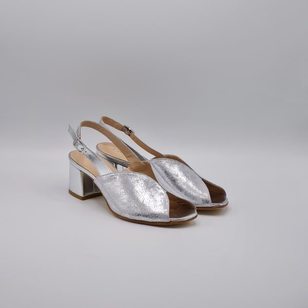 ELLEN SANDALO ELEGANTE DONNA TACCO MEDIO ARGENTO - immagine 2