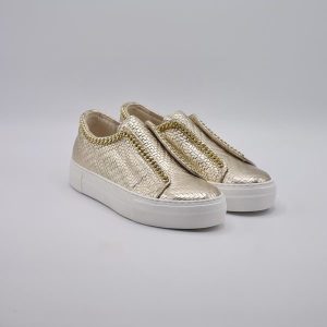 CROWN SNEAKER PELLE STAMPATA PLATINO CON CATENELLA