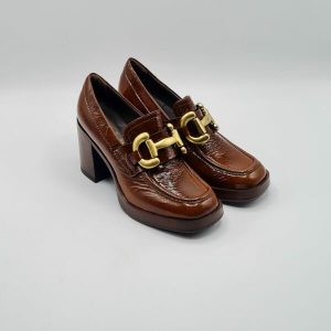 MJUS MOCASSINO TACCO DONNA PELLE NAPLAK CUOIO