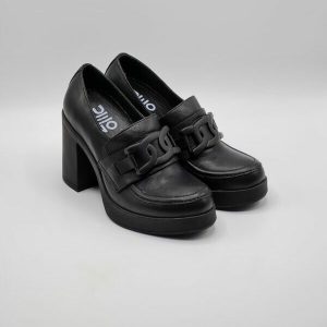 BUENO MOCASSINO PELLE NERO TACCO