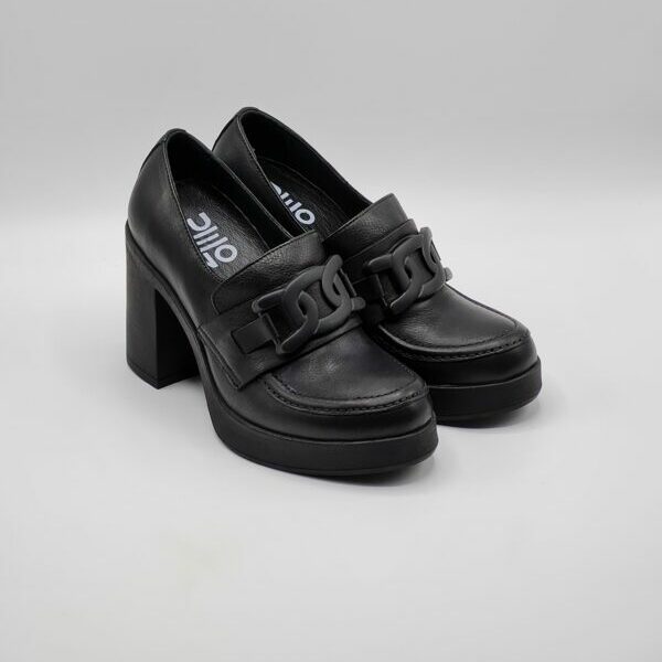 BUENO MOCASSINO PELLE NERO TACCO
