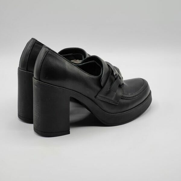 BUENO MOCASSINO PELLE NERO TACCO - immagine 3