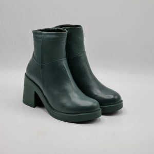 BUENO STIVALETTO PELLE VERDONE TACCO MEDIO