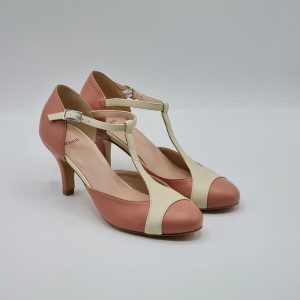 MONDIE’ SCARPA TANGHERA PELLE BICOLOR ROSA ANTICO BURRO