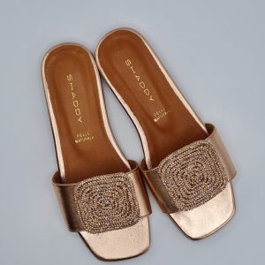 SHADDY CIABATTINA PELLE LAMINATO ROSE