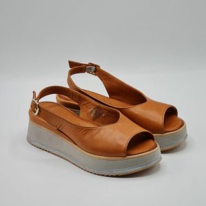 SHADDY SANDALO ZEPPA PELLE CUOIO