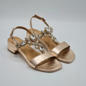 KEYS SANDALO DONNA PELLE RAMATO TACCO MEDIO