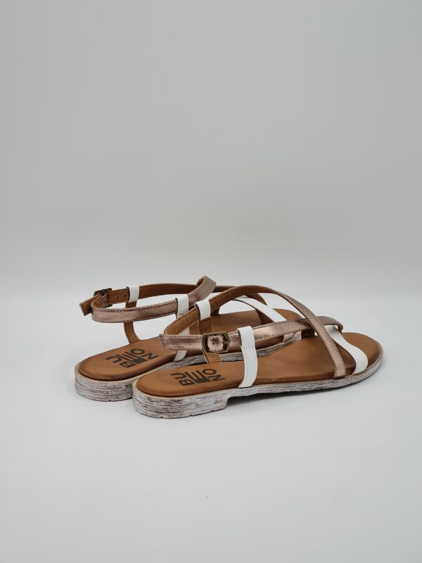 BUENO SANDALO INFRADITO BASSO PELLE BICOLOR BIANCO PELTRO - immagine 4