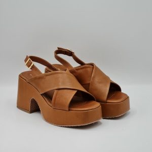 SHADDY SANDALO PLATFORM PELLE CUOIO/NERO