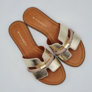 SHADDY CIABATTINA PELLE PLATINO/NERO