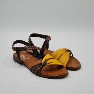 TRE T SANDALO BASSO PELLE OCRA/LATTE