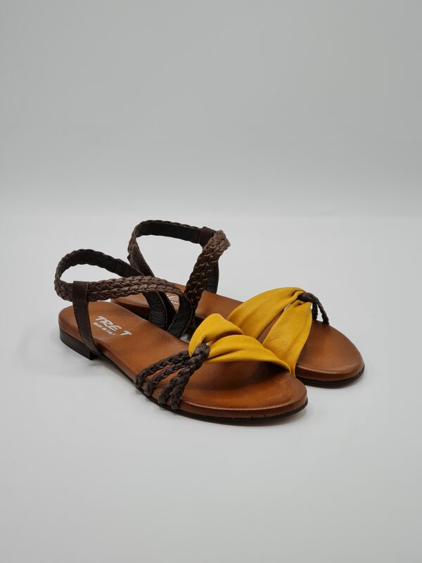 TRE T SANDALO BASSO PELLE OCRA/LATTE