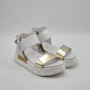 NERO GIARDINI SANDALO PLATFORM PELLE BIANCO PLATINO