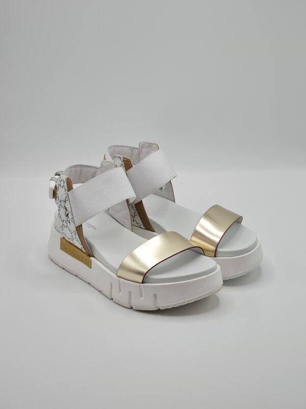 NERO GIARDINI SANDALO PLATFORM PELLE BIANCO PLATINO
