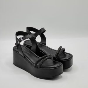 SHADDY SANDALO PLATFORM GLITTER NERO