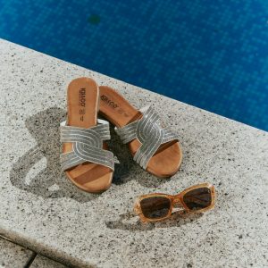 IGI&CO CIABATTINA IN PELLE GLITTER ARGENTO