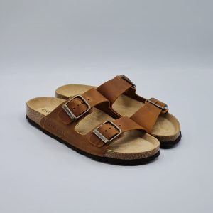 GRUNLAND CIABATTA DOPPIA FIBBIA CUOIO