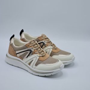 TAMARIS SNEAKER PELLE E TESSUTO CAMEL BURRO