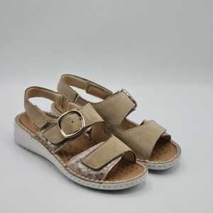 GRUNLAND SANDALO PELLE SABBIA VELCRO PLANTARE ESTRAIBILE