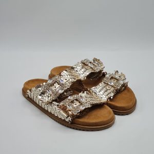 KEYS CIABATTA PELLE PLATINO