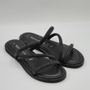 TAMARIS CIABATTA GLITTER E PELLE NERA