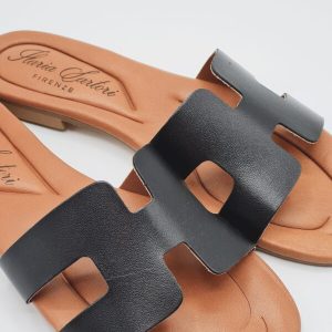 ILARIA CIABATTINA PELLE CUOIO/NERO