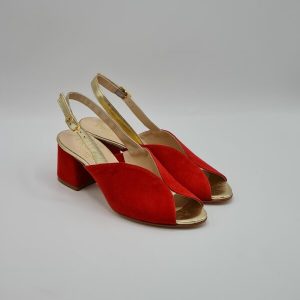 ELLEN SANDALO CAMOSCIO ROSSO TACCO MEDIO