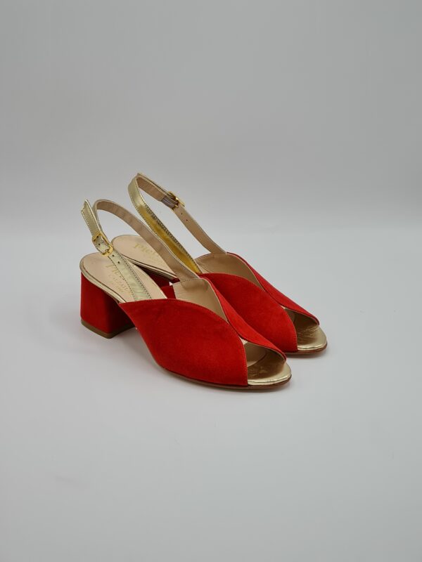 ELLEN SANDALO CAMOSCIO ROSSO TACCO MEDIO