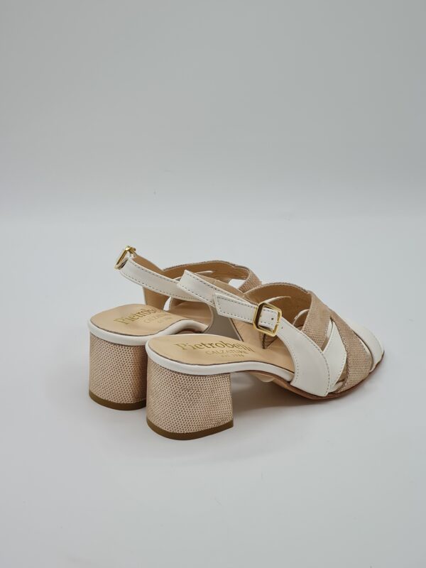 ELLEN SANDALO PELLE BICOLOR BURRO PLATINO - immagine 4