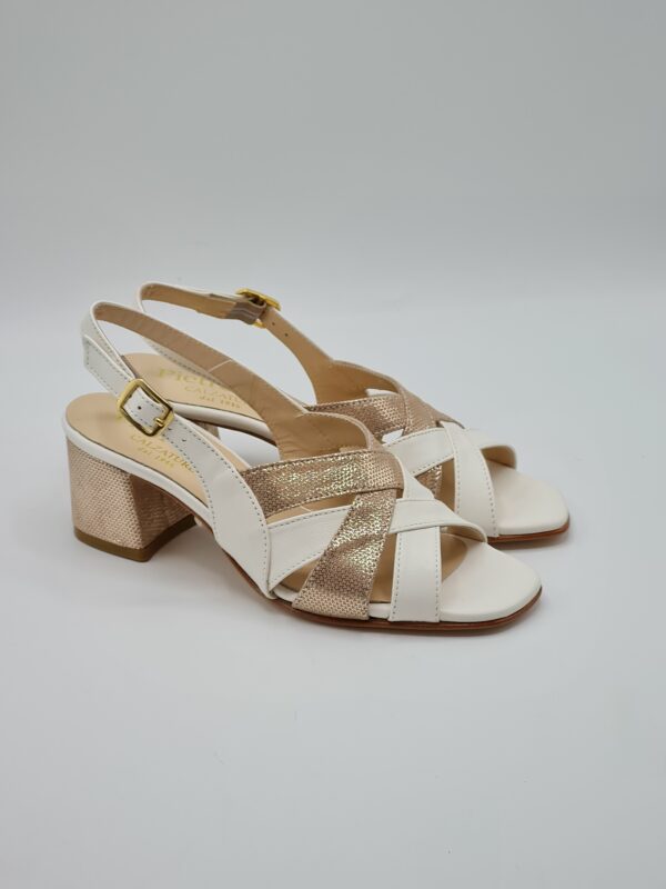 ELLEN SANDALO PELLE BICOLOR BURRO PLATINO