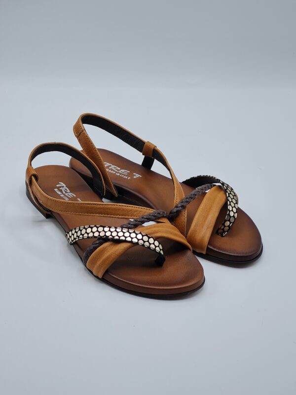 TRE T SANDALO BASSO PELLE CUOIO/LATTE - immagine 4