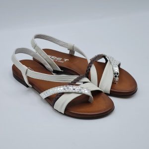 TRE T SANDALO BASSO PELLE CUOIO/LATTE
