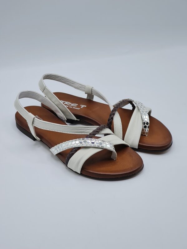 TRE T SANDALO BASSO PELLE CUOIO/LATTE