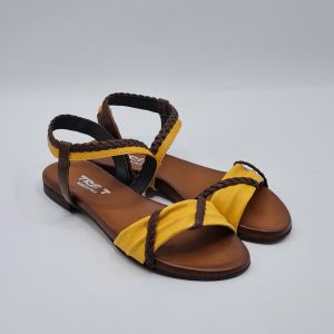 TRE T SANDALO BASSO PELLE OCRA/LATTE