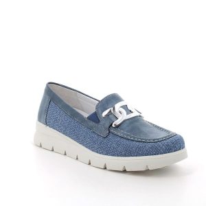 ENVAL SOFT MOCASSINO PELLE E TESSUTO JEANS