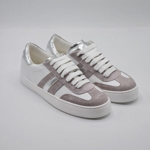 SNEAKER PELLE BIANCO ARGENTO